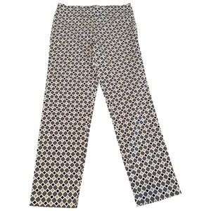 Krazy Larry Women Grey Geometric Diamond Print Pull On Ankle Pants Size 12 Boho